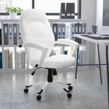 English Elm Commercial Grade Mid-Back LeatherSoft Tapered Back Executive Swivel Office Chair with Base and Arms