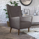 English Elm Commercial Grade Traditional Wingback Accent Chair, Commercial Grade Faux Leather Upholstery and Wooden Frame and Legs,