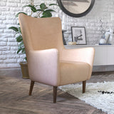 English Elm Commercial Grade Traditional Wingback Accent Chair, Commercial Grade Faux Leather Upholstery and Wooden Frame and Legs,