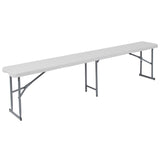 English Elm Commercial Grade 10.25''W x 71''L Bi-Fold Plastic Bench with Carrying Handle