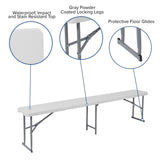 English Elm Commercial Grade 10.25''W x 71''L Bi-Fold Plastic Bench with Carrying Handle