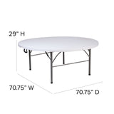 English Elm Commercial Grade 5.89-Foot Round Bi-Fold Plastic Banquet and Event Folding Table with Carrying Handle