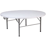 English Elm Commercial Grade 5.89-Foot Round Bi-Fold Plastic Banquet and Event Folding Table with Carrying Handle