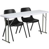 5ft Folding Training Table Set with 2 Stack Chairs - Commercial Grade