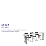 English Elm Commercial Grade 8-Foot Plastic Folding Training Table Set with 3 Plastic Stack Chairs