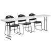 English Elm Commercial Grade 8-Foot Plastic Folding Training Table Set with 3 Plastic Stack Chairs