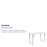 English Elm Commercial Grade 4-Foot Height Adjustable Bi-Fold Plastic Folding Table