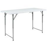 English Elm Commercial Grade 4-Foot Height Adjustable Bi-Fold Plastic Folding Table