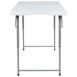 English Elm Commercial Grade 4-Foot Height Adjustable Bi-Fold Plastic Folding Table