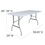 English Elm Commercial Grade 4.93-Foot Height Adjustable Plastic Folding Table