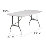 English Elm Commercial Grade 5-Foot Plastic Folding Table