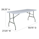 English Elm Commercial Grade 4.97-Foot Bi-Fold Plastic Folding Table