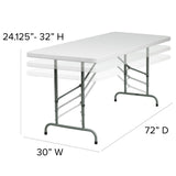 English Elm Commercial Grade 6-Foot Height Adjustable Plastic Folding Table