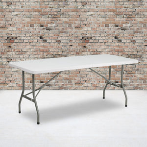 English Elm Commercial Grade 6-Foot Bi-Fold Plastic Folding Table