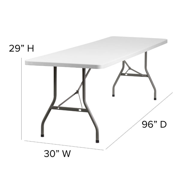English Elm Commercial Grade 8-Foot Plastic Folding Table
