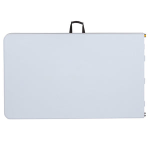 English Elm Commercial Grade 8-Foot Height Adjustable Bi-Fold Plastic Banquet and Event Folding Table with Carrying Handle