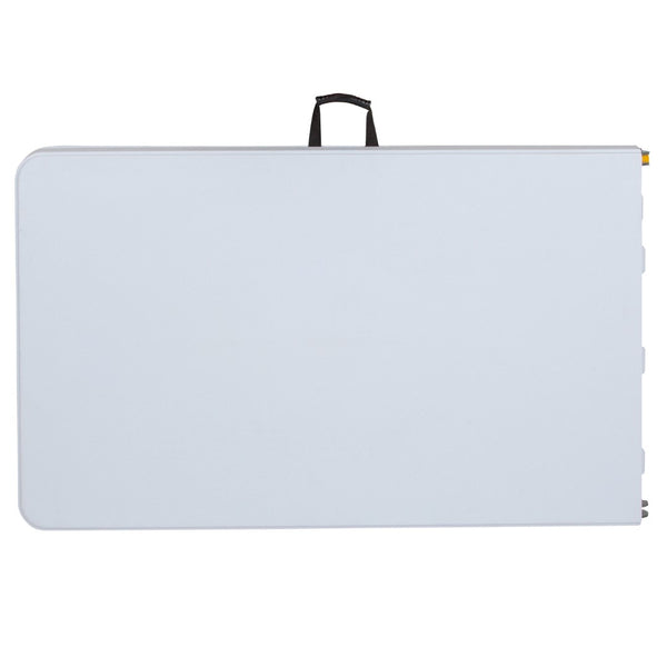 English Elm Commercial Grade 8-Foot Height Adjustable Bi-Fold Plastic Banquet and Event Folding Table with Carrying Handle