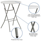 English Elm Commercial Grade 2.63-Foot Round Plastic Bar Height Folding Table