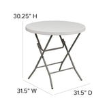 English Elm Commercial Grade 2.63-Foot Round Plastic Folding Table