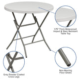 English Elm Commercial Grade 2.63-Foot Round Plastic Folding Table