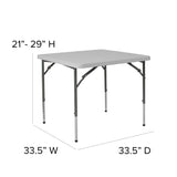 English Elm Commercial Grade 2.79-Foot Square Height Adjustable Plastic Folding Table