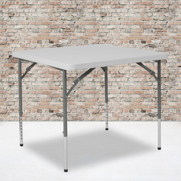 English Elm Commercial Grade 2.79-Foot Square Height Adjustable Plastic Folding Table