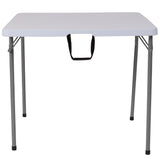 English Elm Commercial Grade 2.79-Foot Square Bi-Fold Plastic Folding Table with Carrying Handle