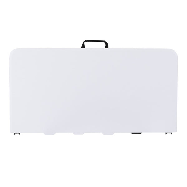 English Elm Commercial Grade 2.79-Foot Square Bi-Fold Plastic Folding Table with Carrying Handle