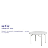 English Elm Commercial Grade 4-Foot Round Plastic Folding Table