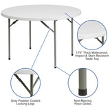 English Elm Commercial Grade 4-Foot Round Plastic Folding Table