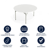 English Elm Commercial Grade 5-Foot Round Plastic Folding Table, Commercial Grade Round Table for 8 Guests