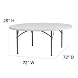 English Elm Commercial Grade 6-Foot Round Plastic Folding Table