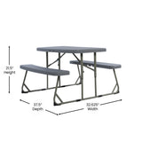 English Elm Commercial Grade Easy-Fold Folding Plastic Kids Outdoor Picnic Table and Benches - Commercial Grade - Seating for 4 Kids