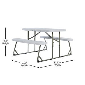 English Elm Commercial Grade Easy-Fold Folding Plastic Kids Outdoor Picnic Table and Benches - Commercial Grade - Seating for 4 Kids