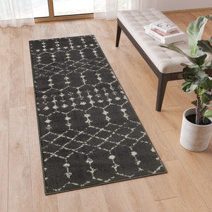 English Elm Geometric Bohemian Low Pile Rug - 2' x 6' - Polyester