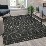 Geometric Bohemian Low Pile Rug - 5' x 7' - Polyester