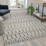 English Elm Geometric Bohemian Low Pile Rug - 5' x 7' - Polyester