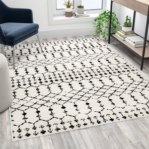 English Elm Geometric Bohemian Low Pile Rug - 5' x 7' -