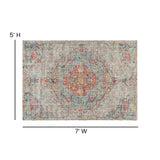 English Elm Distressed Medallion Area Rug - 5' x 7' - Polyester