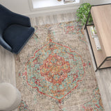 English Elm Distressed Medallion Area Rug - 5' x 7' - Polyester