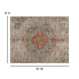 English Elm Distressed Medallion Area Rug - 8' x 10' - Polyester