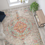 English Elm Distressed Medallion Area Rug - 8' x 10' - Polyester