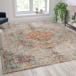 English Elm Distressed Medallion Area Rug - 8' x 10' - Polyester