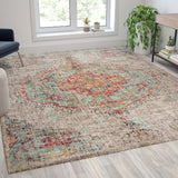 Distressed Medallion Area Rug - 8' x 10' - Polyester