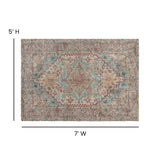 English Elm Distressed Vintage Medallion Area Rug - 5' x 7' - Polyester