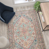 English Elm Distressed Vintage Medallion Area Rug - 5' x 7' - Polyester