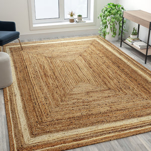 English Elm Natural Fiber Area Rug 8' x 10' - Braided Indoor Rug - Natural Area Rugs