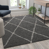 Shag Style Diamond Trellis Area Rug - 5' x 7' - Polyester (PET)