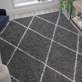 English Elm Shag Style Diamond Trellis Area Rug - 8' x 10' - Polyester (PET)