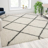 English Elm Shag Style Diamond Trellis Area Rug - 8' x 10' - Polyester (PET)